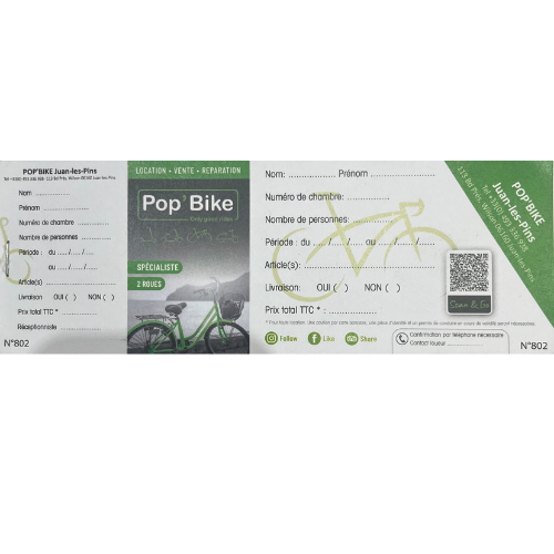 Voucher Pop'Bike Location
